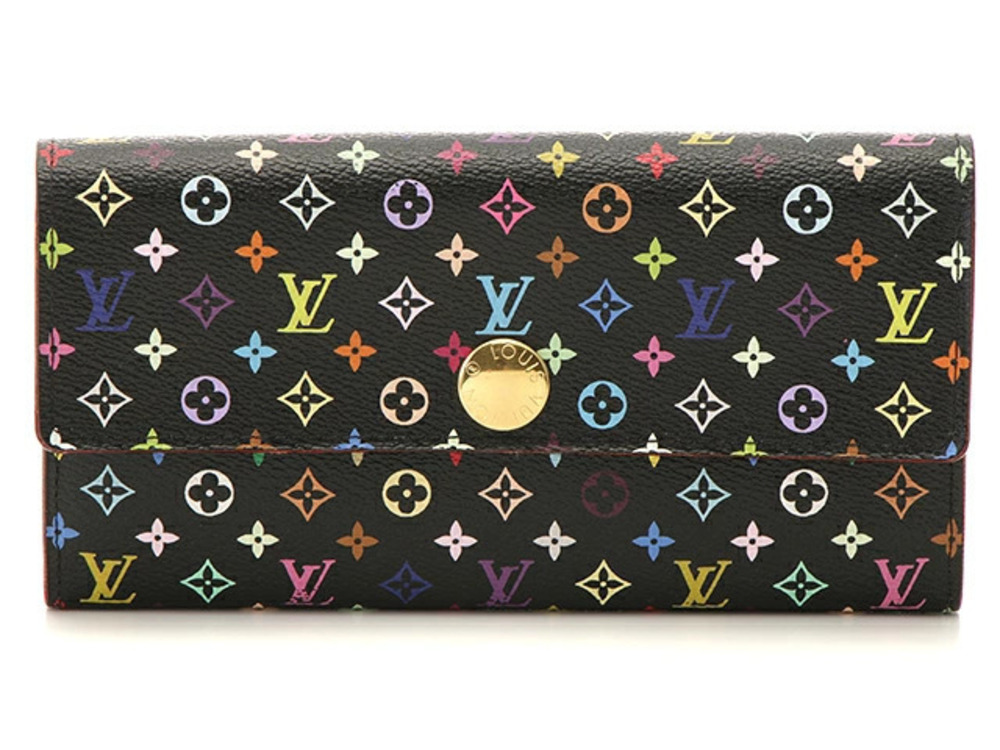LOUIS VUITTON Portefeuille Sarah Long Wallet Multicolor Noir Black Grenade